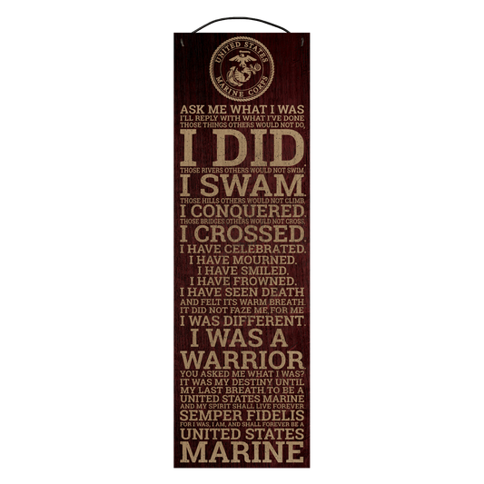 I Did Marine tribute USMC officially licensed wood sign, 5 x 16 inch maple