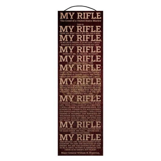 My Rifle, the Creed of a United States Marine, USMC officially licensed wood sign, 5 x 16 inch maple