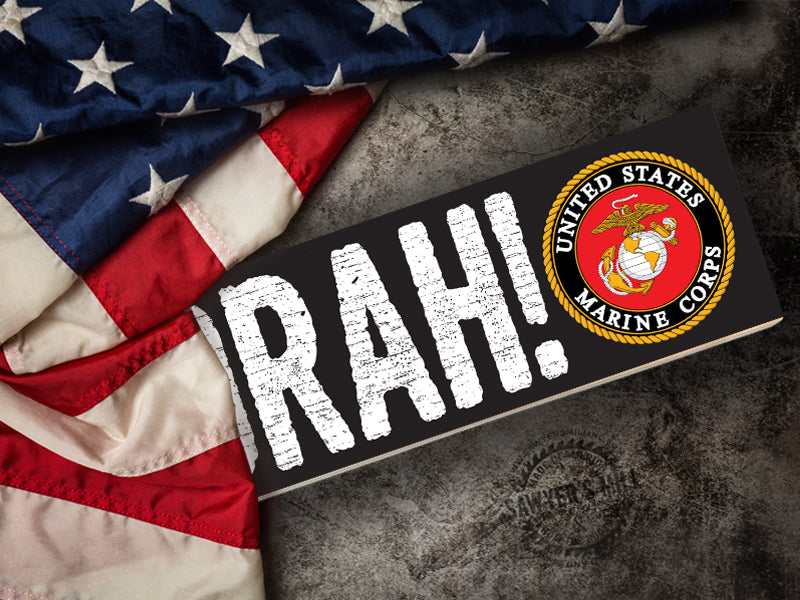 OORAH! Marine Corps Wood Sign. USMC Gifts for Men or Women. Semper Fi Official United States American Military Veteran Decorative, 3.5"x 12"