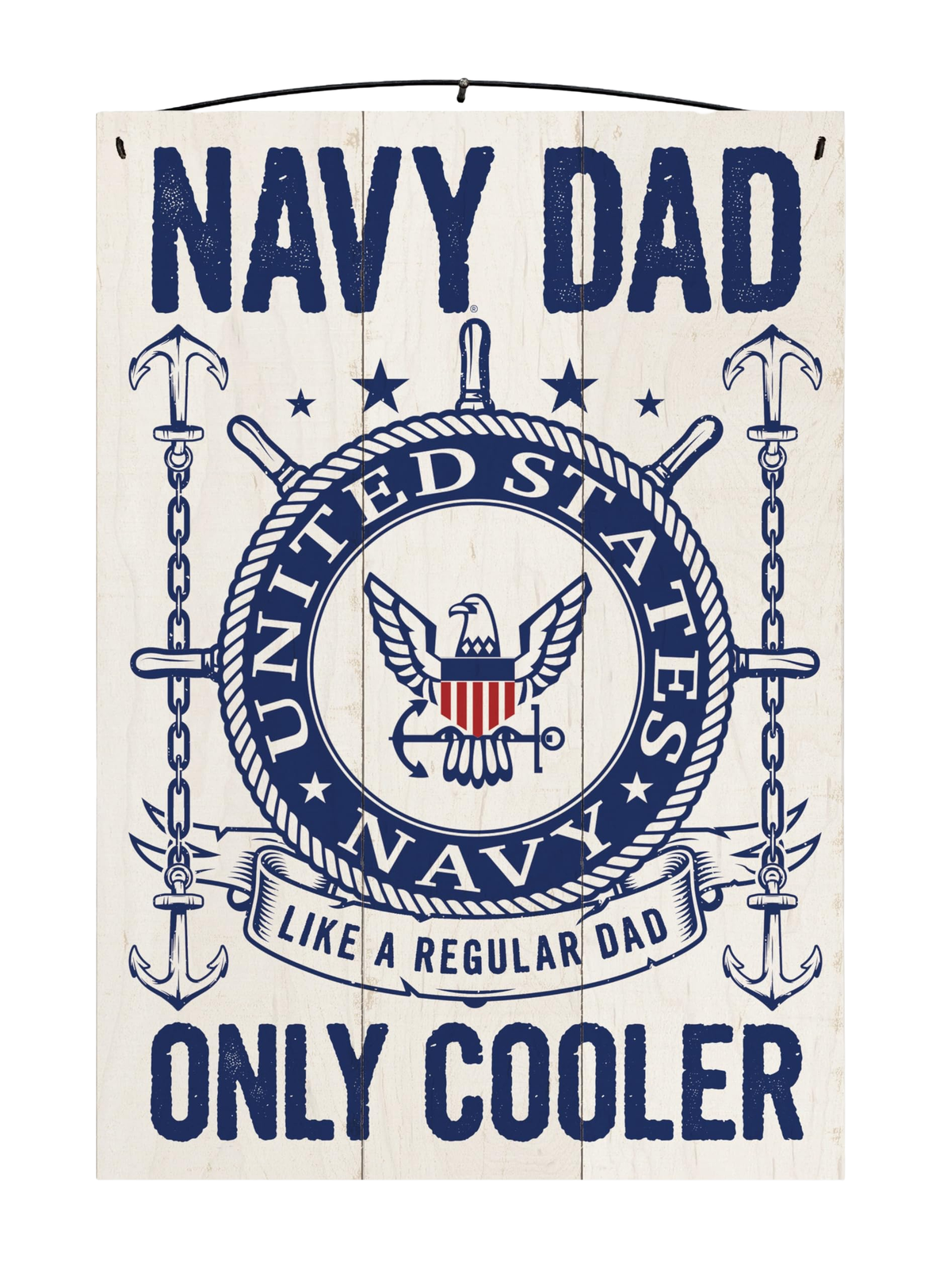 U.S. Navy Dad Officially Licensed Wood Sign, 7×10 on white background