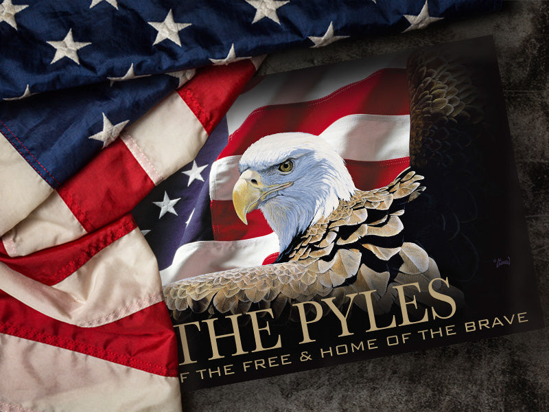 Land of the Free – Personalized Patriotic Poster | Bald Eagle & U.S. Flag Wall Art | 11x17 Unframed Print