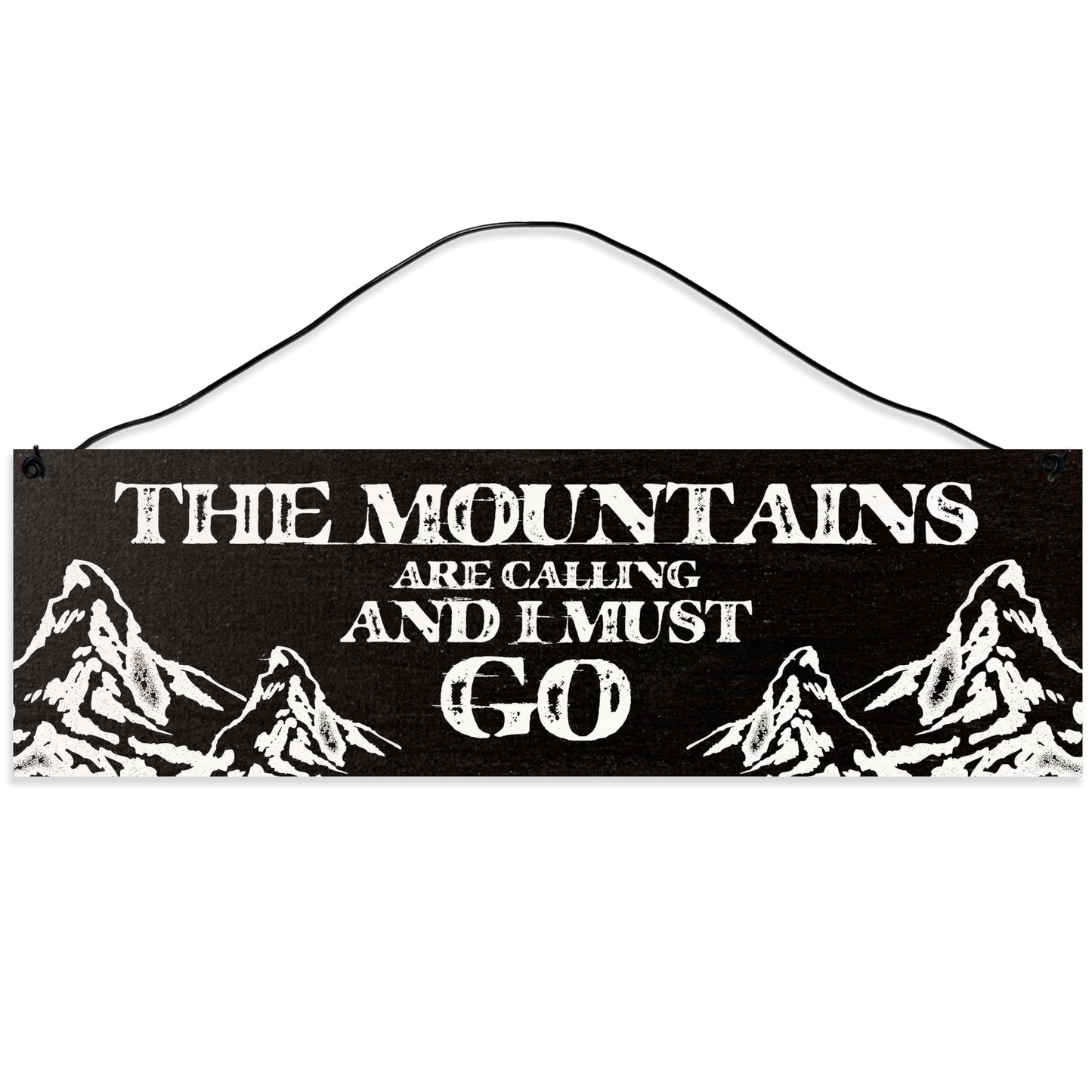 Mountains are Calling | Hiking Décor | Handmade | Wood Sign | Wire Hanger/Stand | UV Printed | Solid Maple