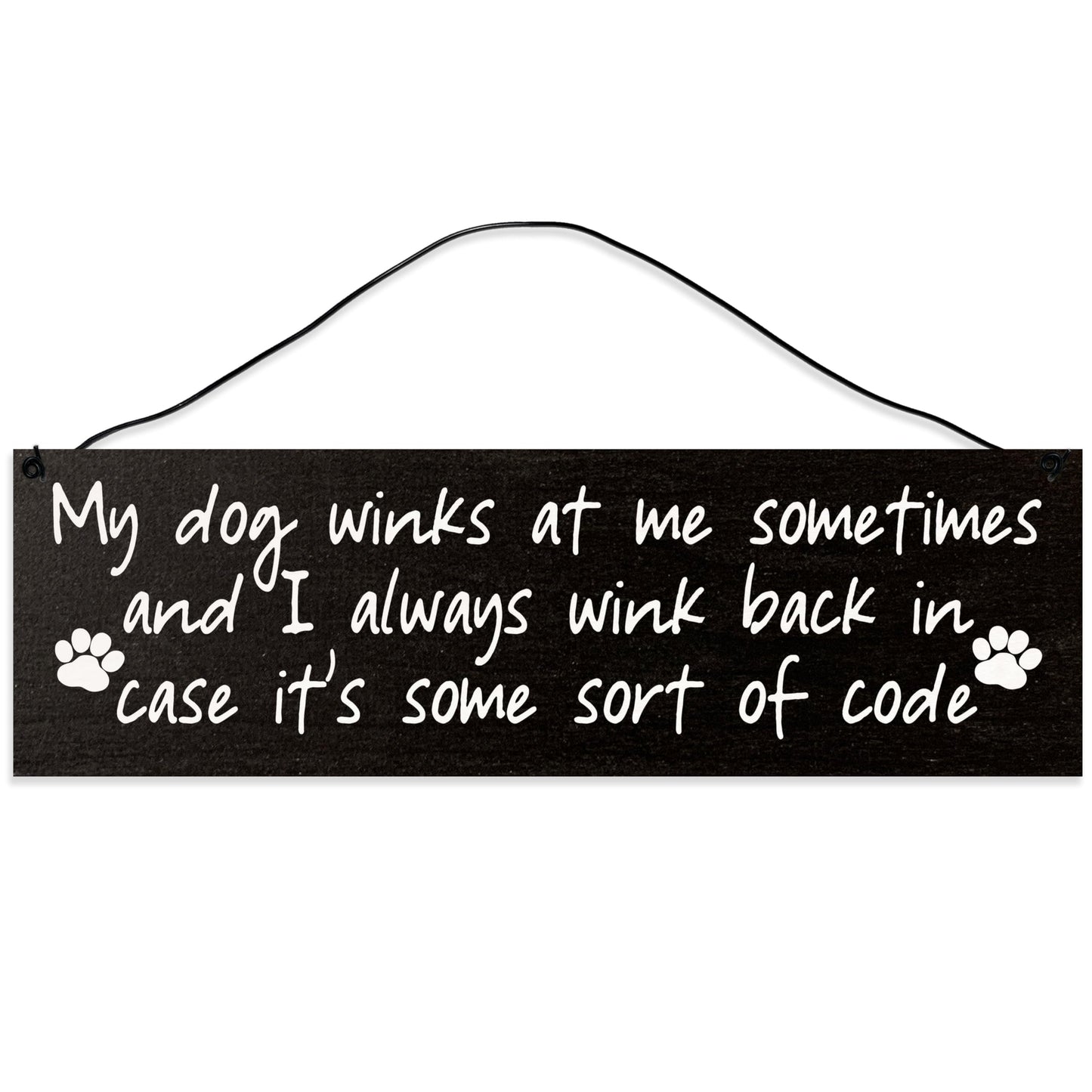 Dog Winks | Handmade | Wood Sign | Wire Hanger/Stand | UV Printed | Solid Maple