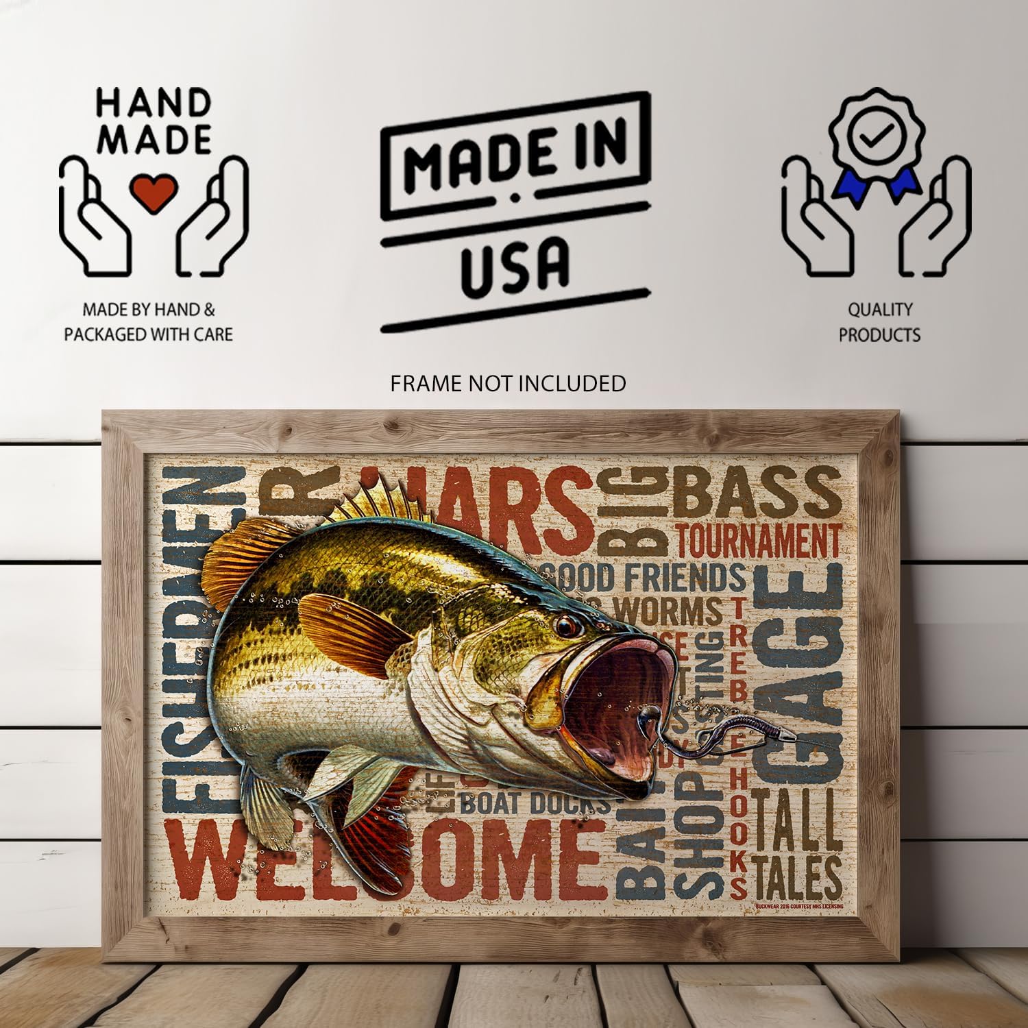 Details the print quality, handmade and made in the USA.