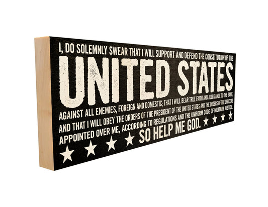 Military Oath of Enlistment Sign – Rustic Maple Wood | Wall or Shelf Decor