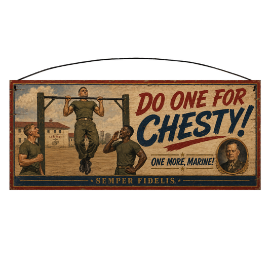 Do One for Chesty USMC wood sign, 7 x 16 inch pine, officially licensed