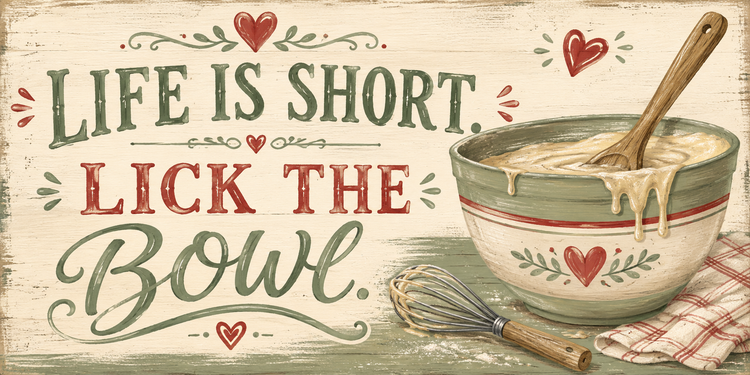 Sawyer's Mill Life Is Short Lick the Bowl 7 x 14 pine sign