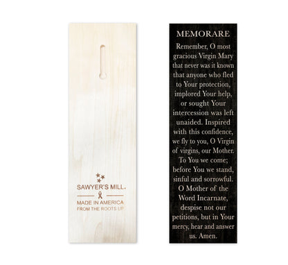 Memorare Prayer Wood Sign, 4×12 solid aspen