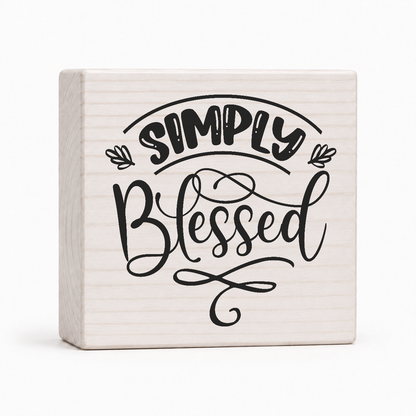 Simply Blessed 4x4 wood block sign by Sawyer's Mill
