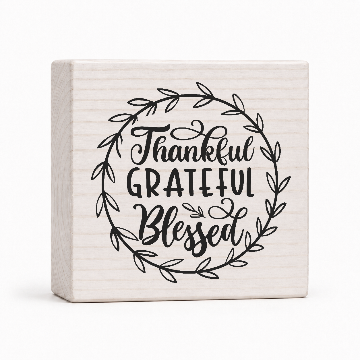 Thankful Grateful Blessed 4x4 wood block sign by Sawyer's Mill