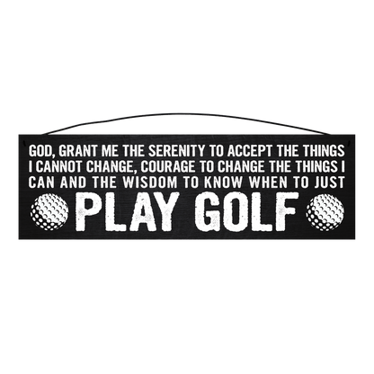 Golf Serenity Prayer wood sign, 5 x 16 inches — solid pine
