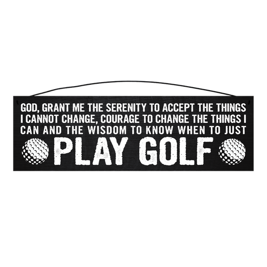 Golf Serenity Prayer wood sign, 5 x 16 inches — solid pine