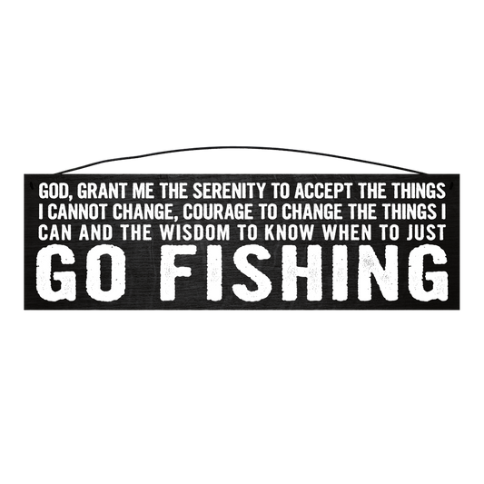Fishing Serenity Prayer wood sign, 5 x 16 inches — solid pine