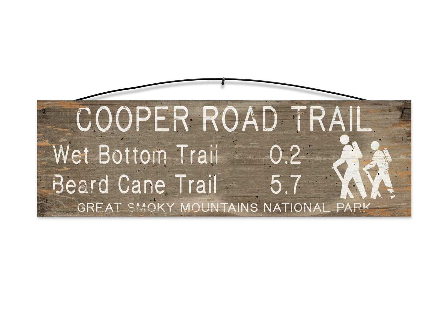 Cooper Road Trail Marker | Gatlinburg | Smoky Mountains | Handmade | Wood Sign | Wire Hanger/Stand | UV Printed | Solid Maple