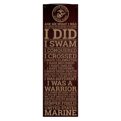 I Did Marine tribute USMC licensed wood sign, 5 x 16 inch reclaimed maple