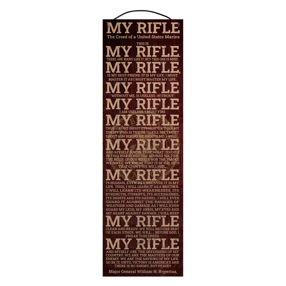 My Rifle, the Creed of a United States Marine, USMC officially licensed wood sign, 5 x 16 inch maple