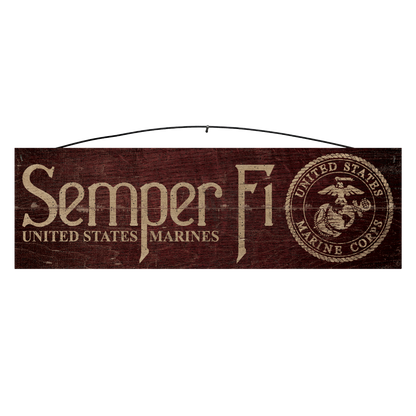 Semper Fi USMC Licensed Wood Sign, 5×16