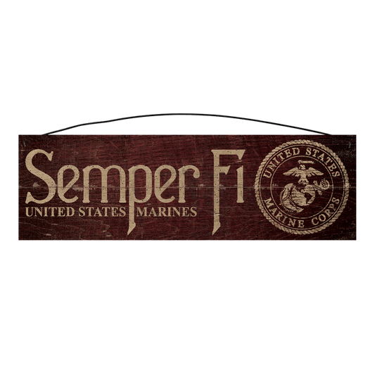 USMC Semper Fi officially licensed 5 x 16 maple wood sign