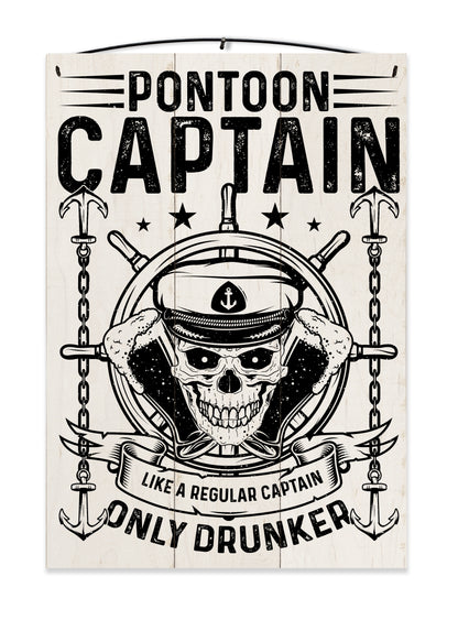 Pontoon Captain Only Drunker Wood Sign, 7×10 — solid maple