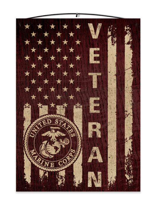 Marine Corps Veteran Licensed Wood Sign, 7×10 — solid maple