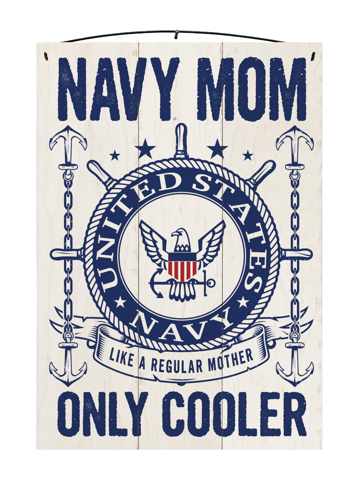 U.S. Navy Mom Officially Licensed Wood Sign, 7×10 on white background