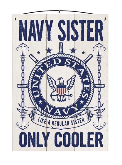 U.S. Navy Sister Officially Licensed Wood Sign, 7×10 on white background