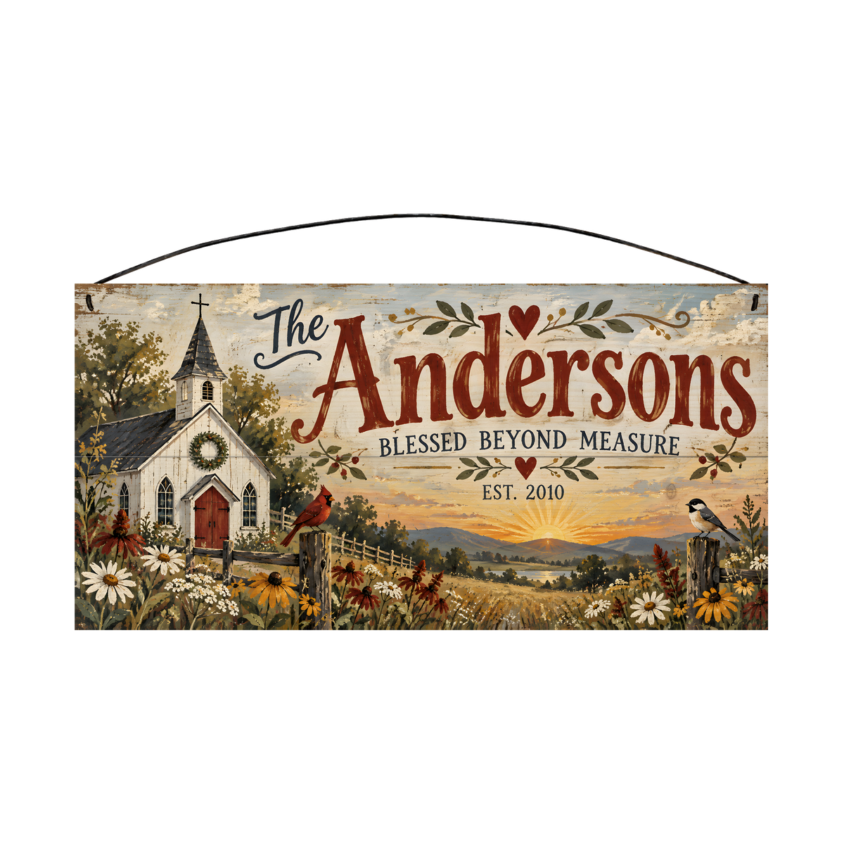 Personalized Blessed Beyond Measure Wood Sign — front, shown with sample wording