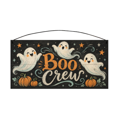 Boo Crew 7x14 wood sign, front