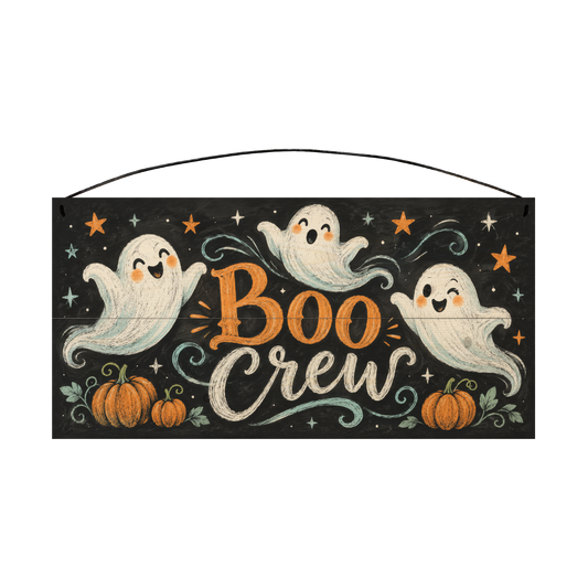 Boo Crew 7x14 wood sign, front