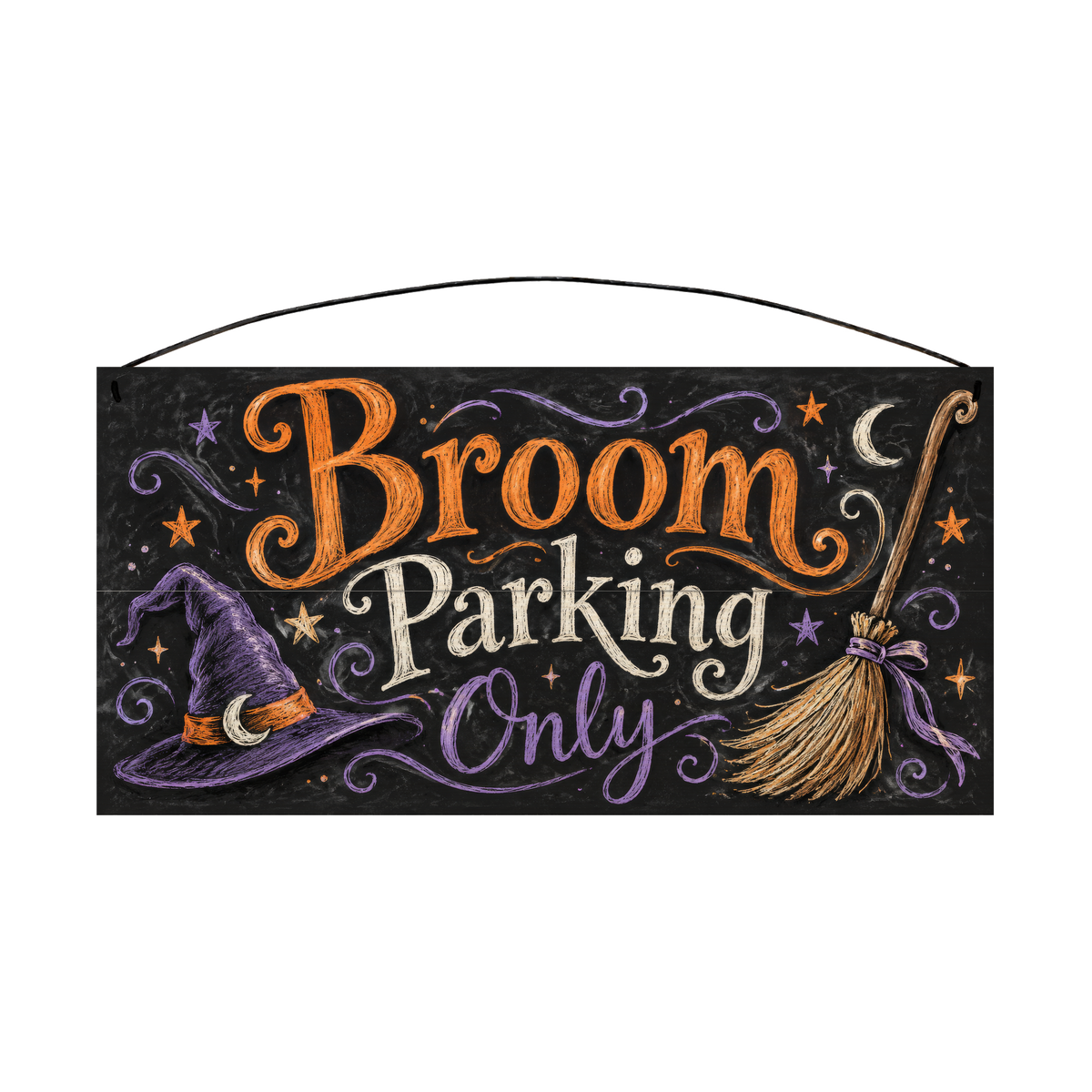 Broom Parking Only 7x14 wood sign, front