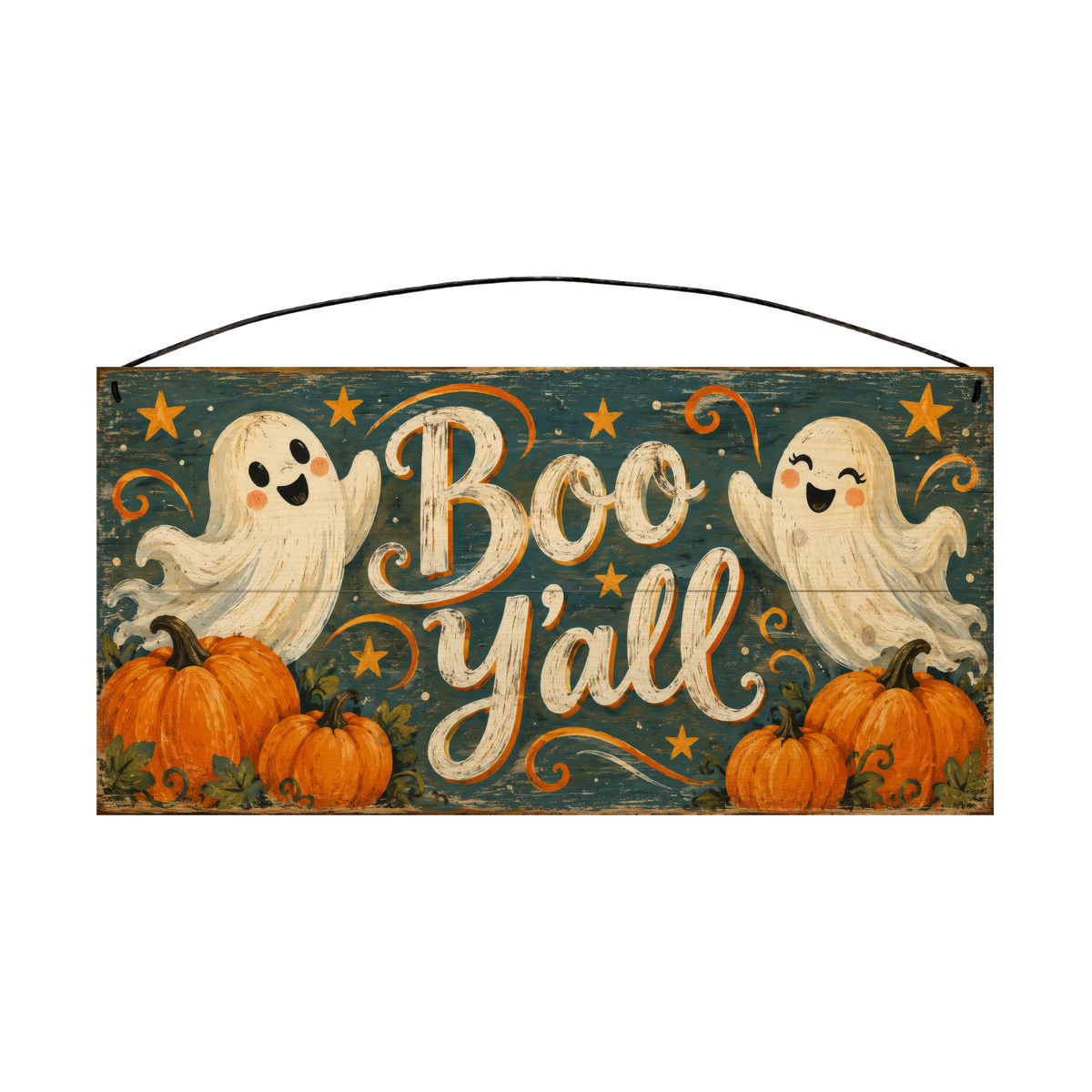 Boo Y'all 7x14 wood sign, front