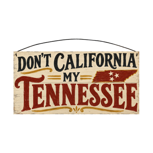 Don't California My Tennessee 7x14 pine wood sign, front view