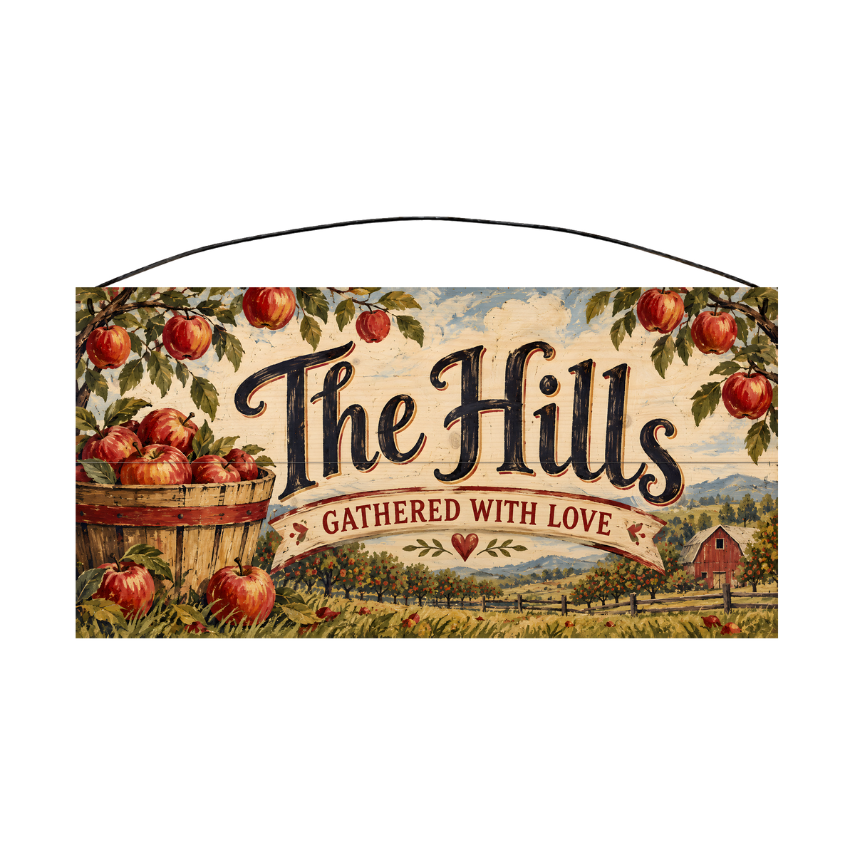 Personalized Gathered With Love Wood Sign — front, shown with sample wording