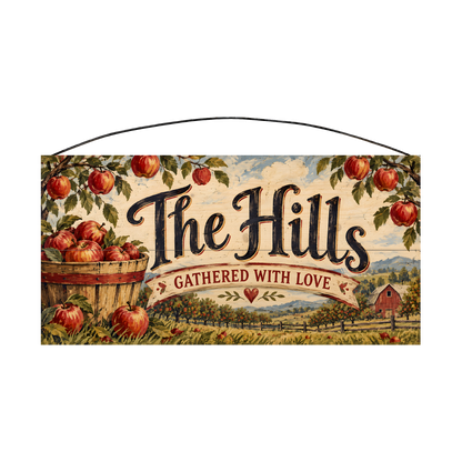 Personalized Gathered With Love Wood Sign — front, shown with sample wording