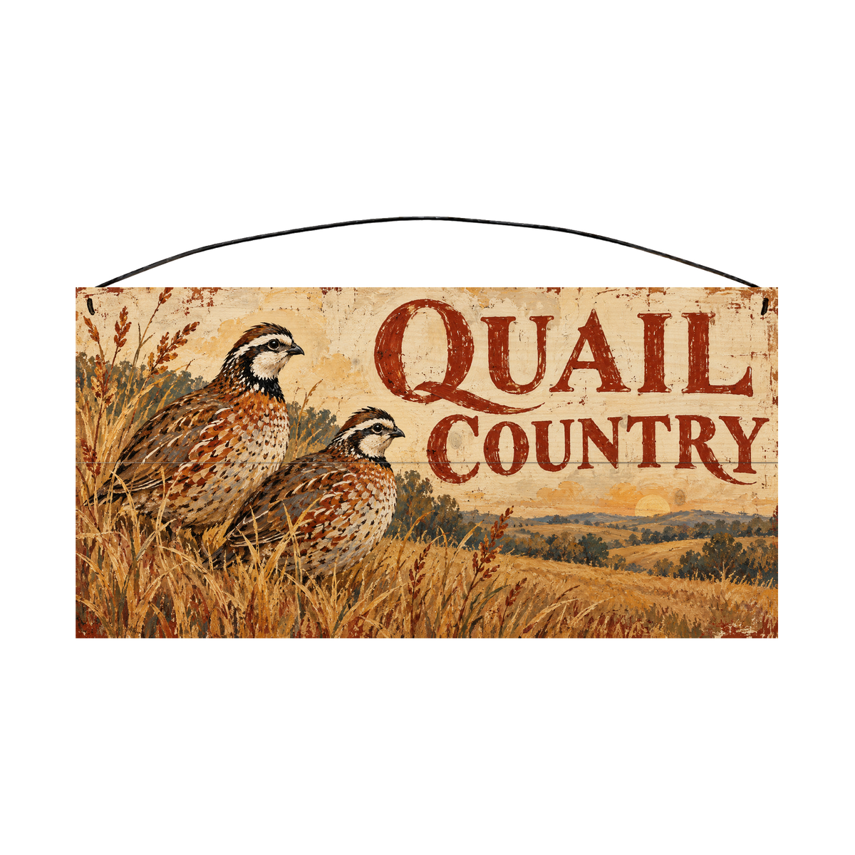 Quail Country 7x14 pine wood sign, front view