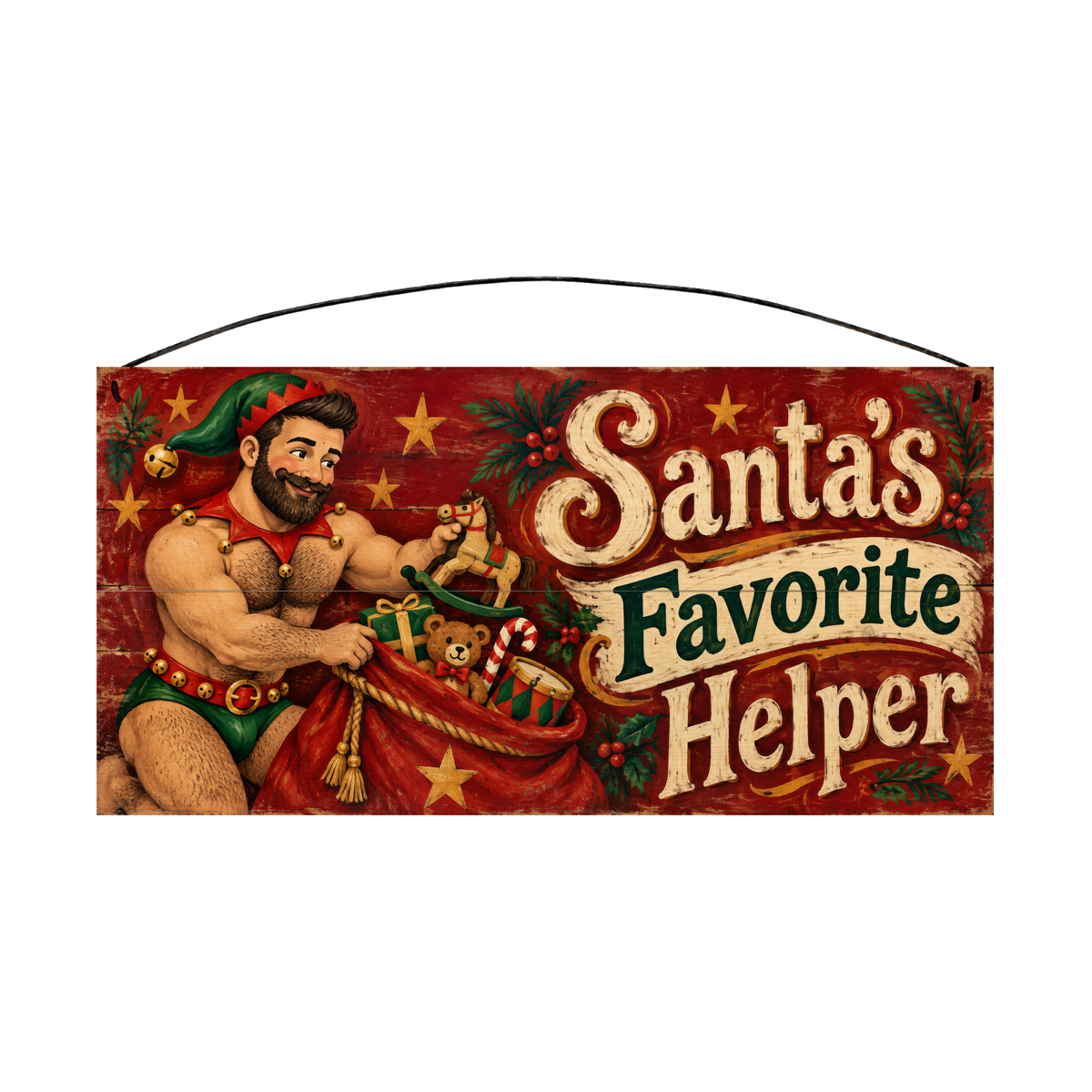 Santa's Favorite Helper Elf Wood Sign 7 × 14 wood sign — solid pine