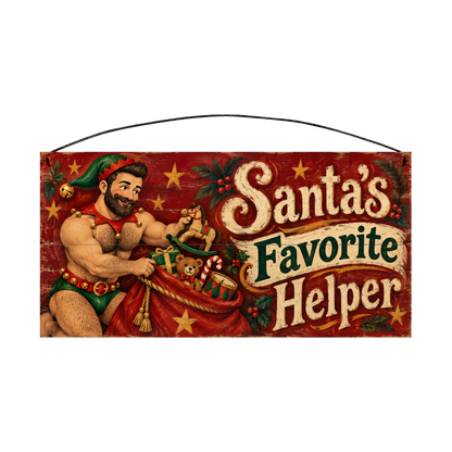 Santa's Favorite Helper Elf Wood Sign 7 × 14 wood sign — solid pine
