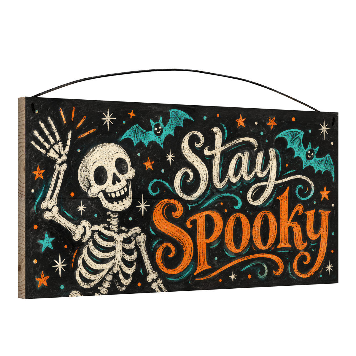 Stay Spooky 7x14 wood sign, angle view