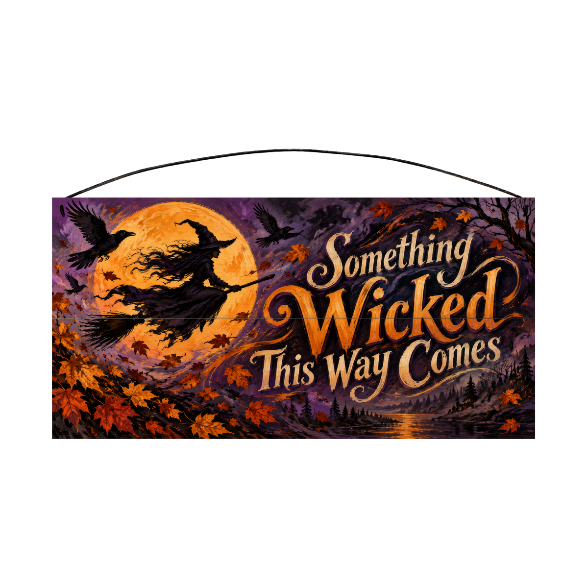 Something Wicked This Way Comes 7x14 wood sign, front