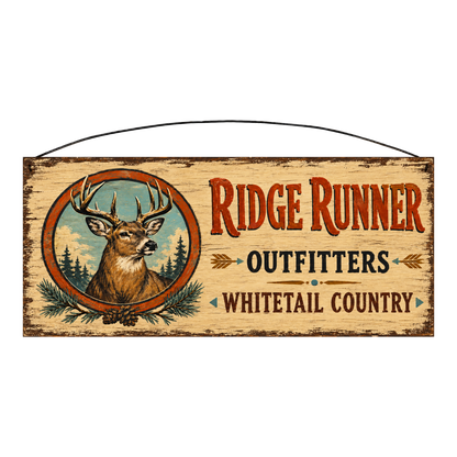 Ridge Runner Outfitters Whitetail Country wood sign, 7 x 16 inches — solid pine