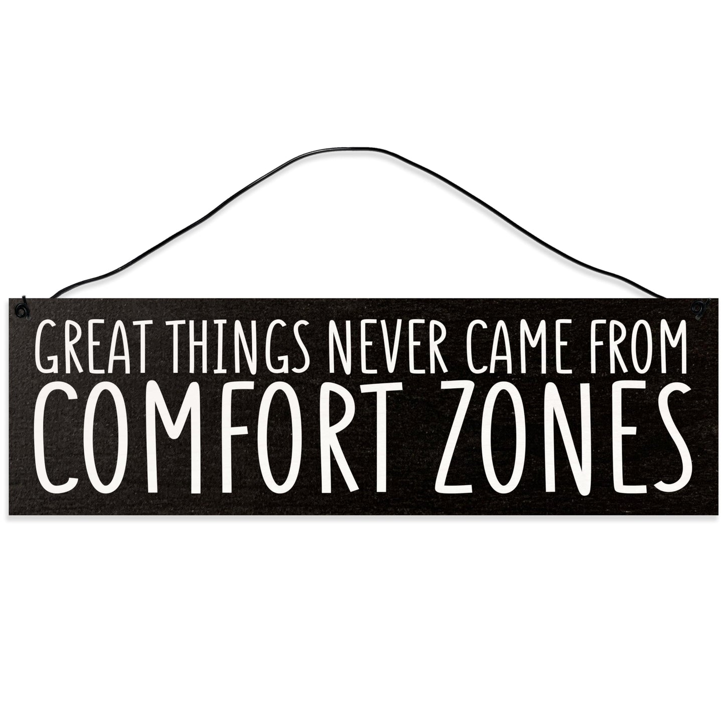 Comfort Zones | 2.5 x 8 inches | Office Décor | Handmade | Wood Sign | Wire Hanger/Stand | UV Printed | Solid Maple