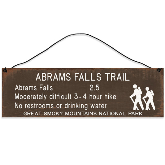 Abrams Falls | Trail Marker | Hiking Décor | Handmade | Wood Sign | Wire Hanger/Stand | UV Printed | Solid Maple