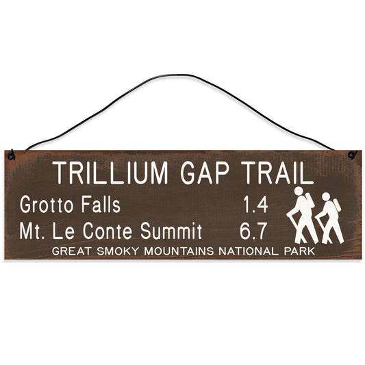 Trillium Gap | Trail Marker | Hiking Décor | Handmade | Wood Sign | Wire Hanger/Stand | UV Printed | Solid Maple