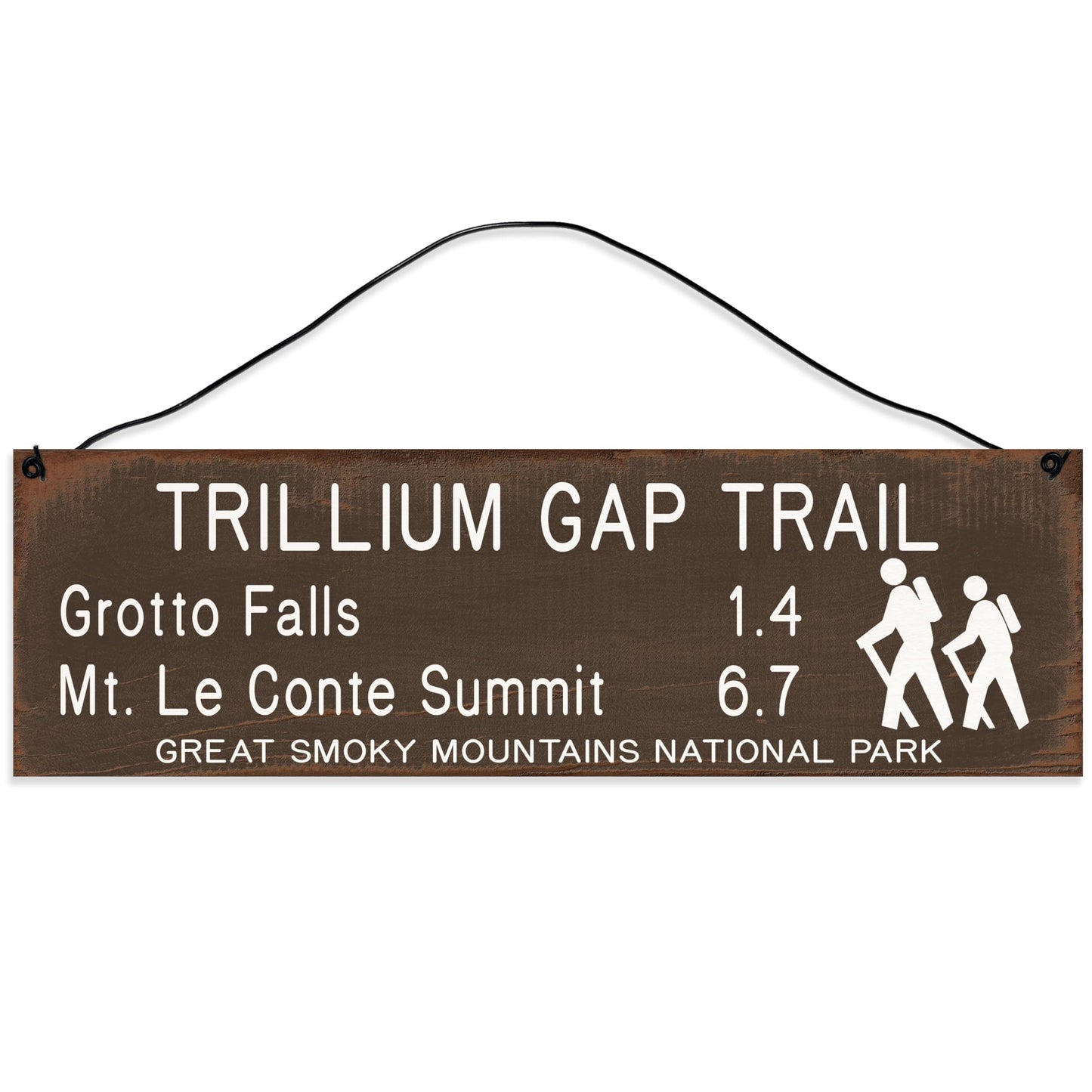 Great Smoky Mountains | Trillium Gap | Trail Marker | Hiking Décor | Handmade | Wood Sign | Wire Hanger/Stand | UV Printed | Solid Maple