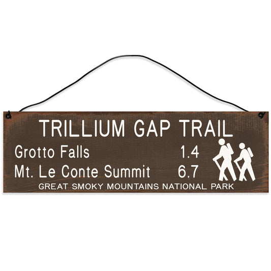 Great Smoky Mountains | Trillium Gap | Trail Marker | Hiking Décor | Handmade | Wood Sign | Wire Hanger/Stand | UV Printed | Solid Maple