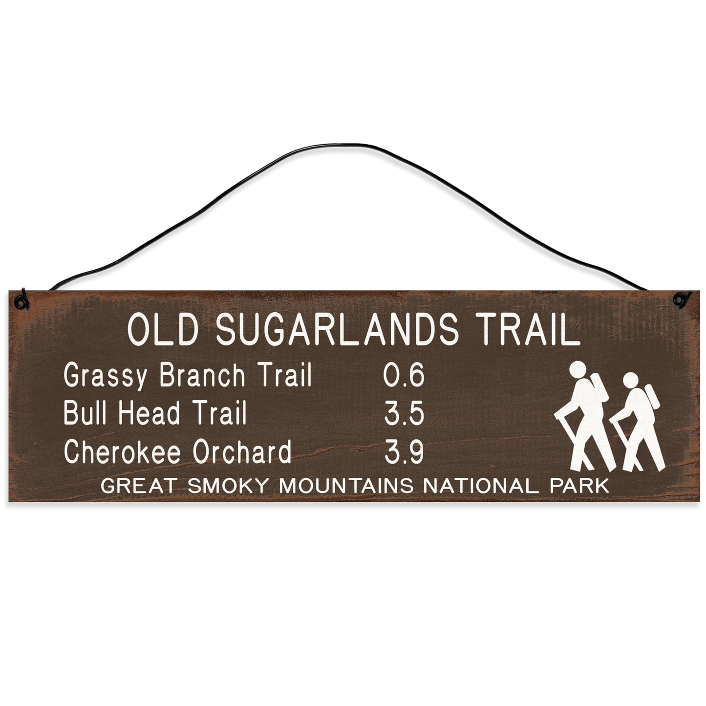 Great Smoky Mountains | Old Sugarlands | Trail Marker | Hiking Décor | Handmade | Wood Sign | Wire Hanger/Stand | UV Printed | Solid Maple
