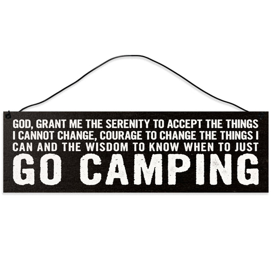 Camping. Serenity Prayer | Camping Décor | Handmade | Wood Sign | Wire Hanger/Stand | UV Printed | Solid Maple