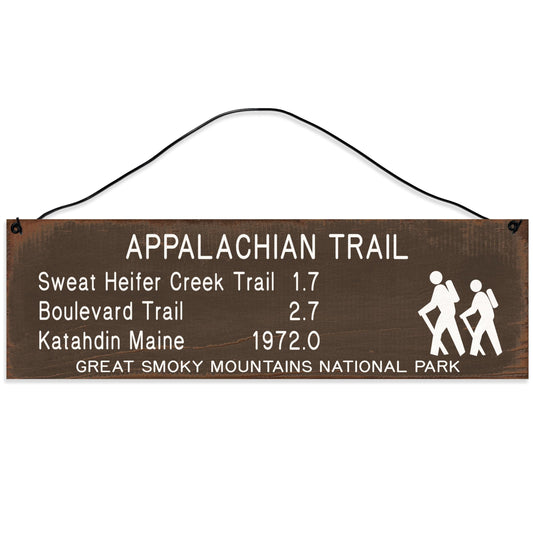 Great Smoky Mountains | Appalachian Trail | Trail Marker | Hiking Décor | Cabin Decor | Lodge Décor | Handmade | Wood Sign | Wire Hanger/Stand | Solid Maple