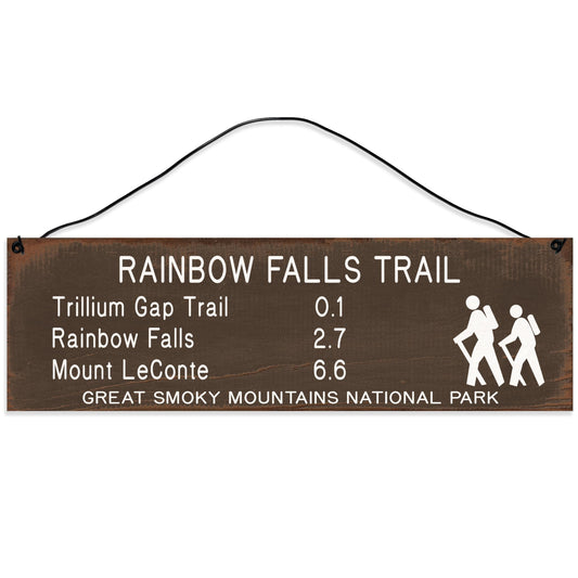 Rainbow Falls | Trail Marker | Hiking Décor | Handmade | Wood Sign | Wire Hanger/Stand | UV Printed | Solid Maple