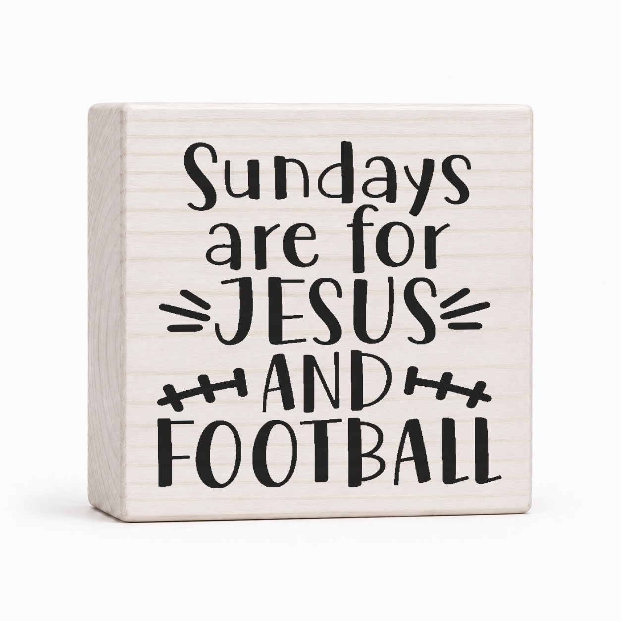 Sundays Are for Jesus and Football 4x4 wood block sign by Sawyer's Mill